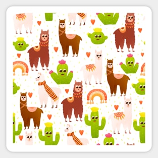 Alpaca and cactus seamless pattern Sticker